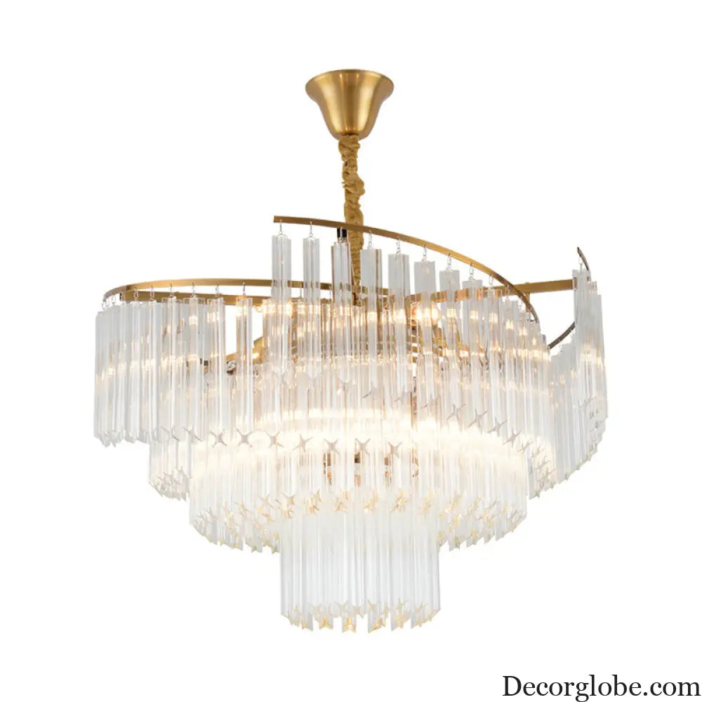 Vanessa Elegance Meets Sparkling Brilliance: The Clear Crystal Postmodern Gold Chandelier - DecorGlobe