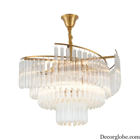 Vanessa Elegance Meets Sparkling Brilliance: The Clear Crystal Postmodern Gold Chandelier - DecorGlobe