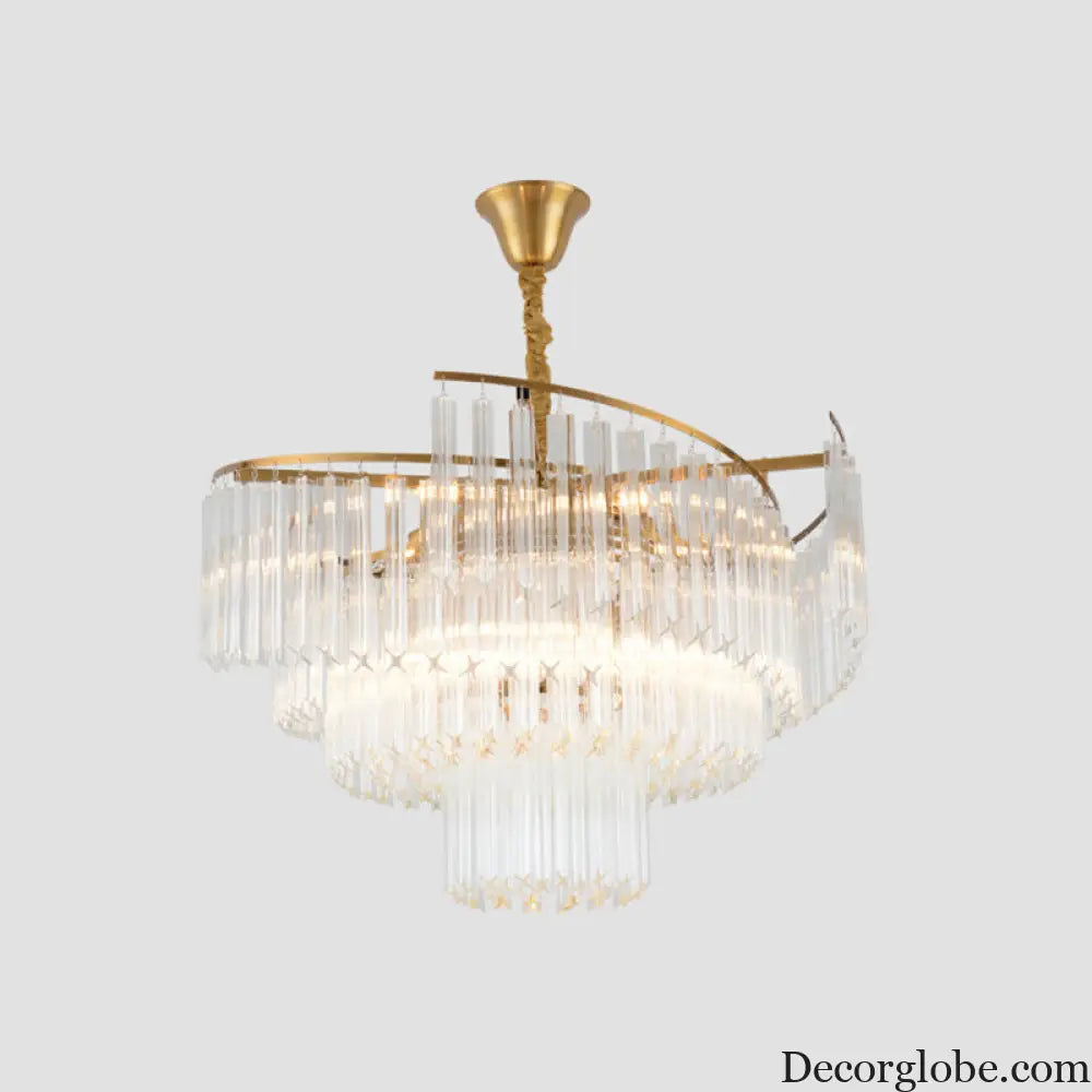 Vanessa Elegance Meets Sparkling Brilliance: The Clear Crystal Postmodern Gold Chandelier - DecorGlobe