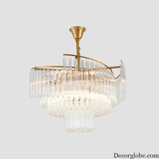 Vanessa Elegance Meets Sparkling Brilliance: The Clear Crystal Postmodern Gold Chandelier - DecorGlobe