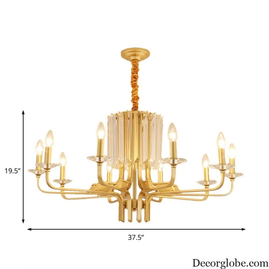 Vintage Brass Hanging Ceiling Light - 4/6/8 Lights with Crystal Deco