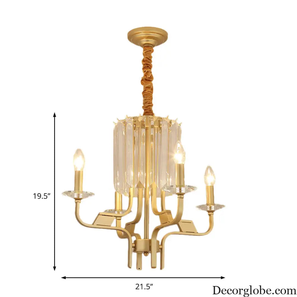 Vintage Brass Hanging Ceiling Light - 4/6/8 Lights with Crystal Deco