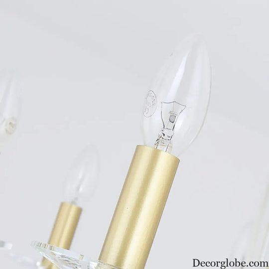 Vintage Brass Hanging Ceiling Light - 4/6/8 Lights with Crystal Deco