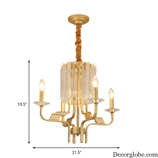 Vintage Brass Hanging Ceiling Light - 4/6/8 Lights with Crystal Deco