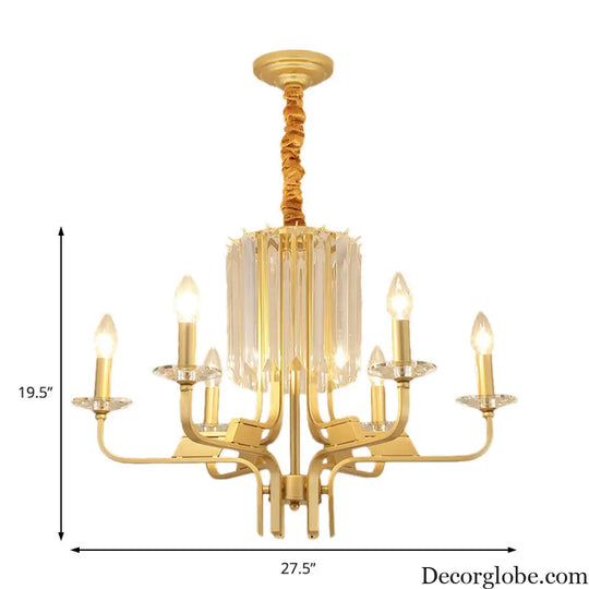 Vintage Brass Hanging Ceiling Light - 4/6/8 Lights with Crystal Deco