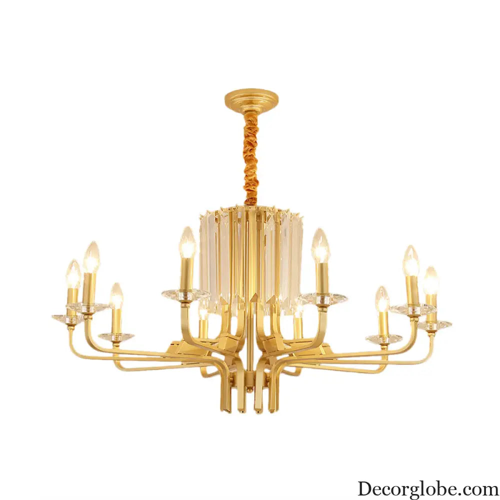 Vintage Brass Hanging Ceiling Light - 4/6/8 Lights with Crystal Deco