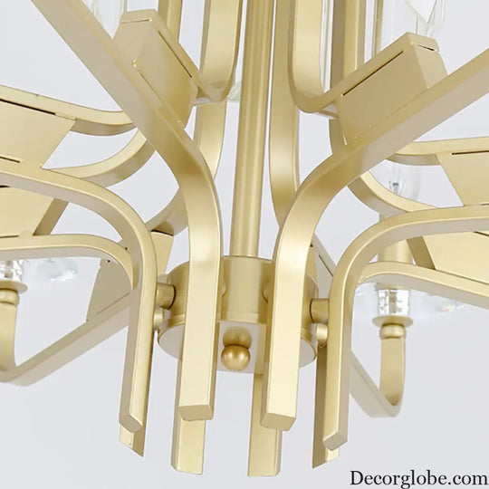 Vintage Brass Hanging Ceiling Light - 4/6/8 Lights with Crystal Deco