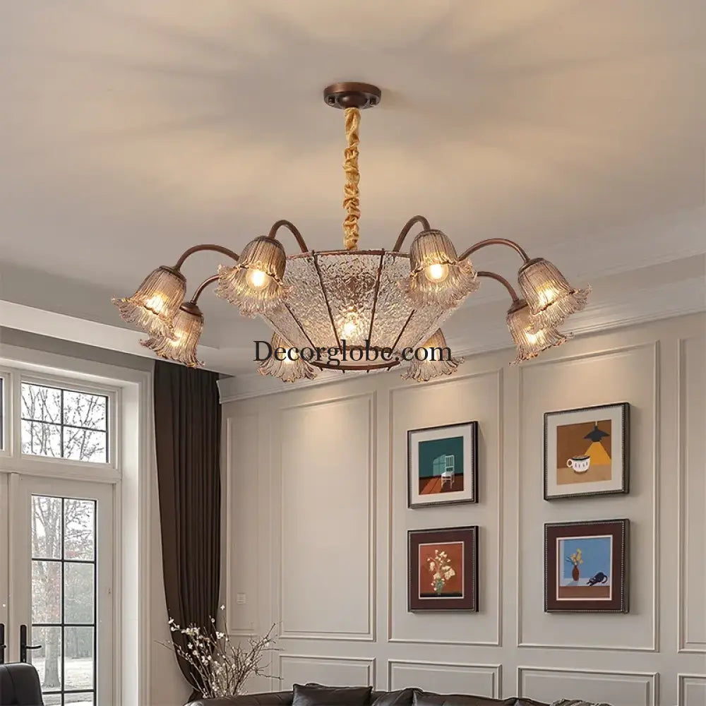 Vintage Flower Glass LED Pendant Chandelier Chandelier