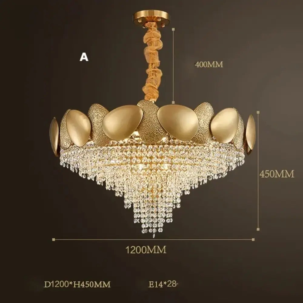 LED Tassels Crystal Chandelier - Modern Stainless Steel Gold Long/Round Pendant Light - DecorGlobe