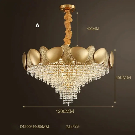 LED Tassels Crystal Chandelier - Modern Stainless Steel Gold Long/Round Pendant Light - DecorGlobe
