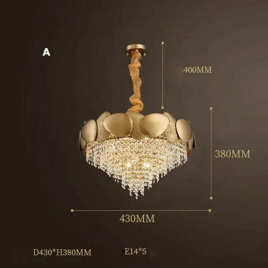 LED Tassels Crystal Chandelier - Modern Stainless Steel Gold Long/Round Pendant Light - DecorGlobe