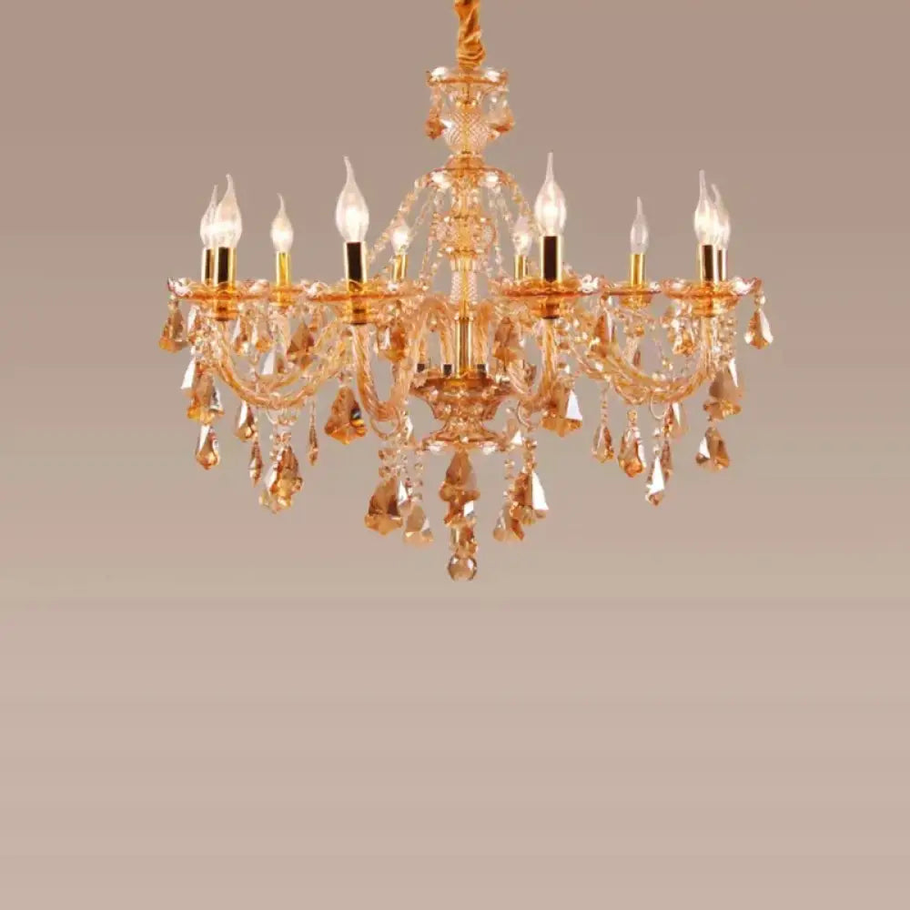 VIREON Cognac Crystal European-Style Chandelier 10 arms Amber / Neutral light Chandelier
