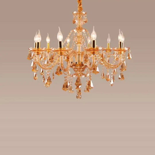 VIREON Cognac Crystal European-Style Chandelier 10 arms Amber / Neutral light Chandelier