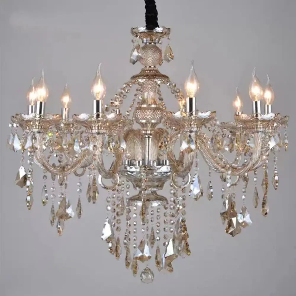 VIREON Cognac Crystal European-Style Chandelier 10 arms Cognac / Neutral light Chandelier