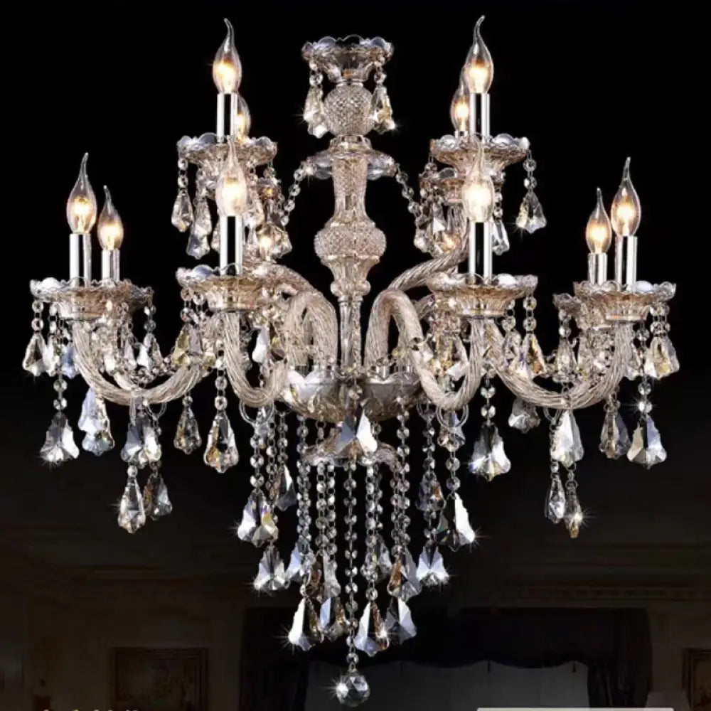 VIREON Cognac Crystal European-Style Chandelier 12 arms Cognac / Neutral light Chandelier