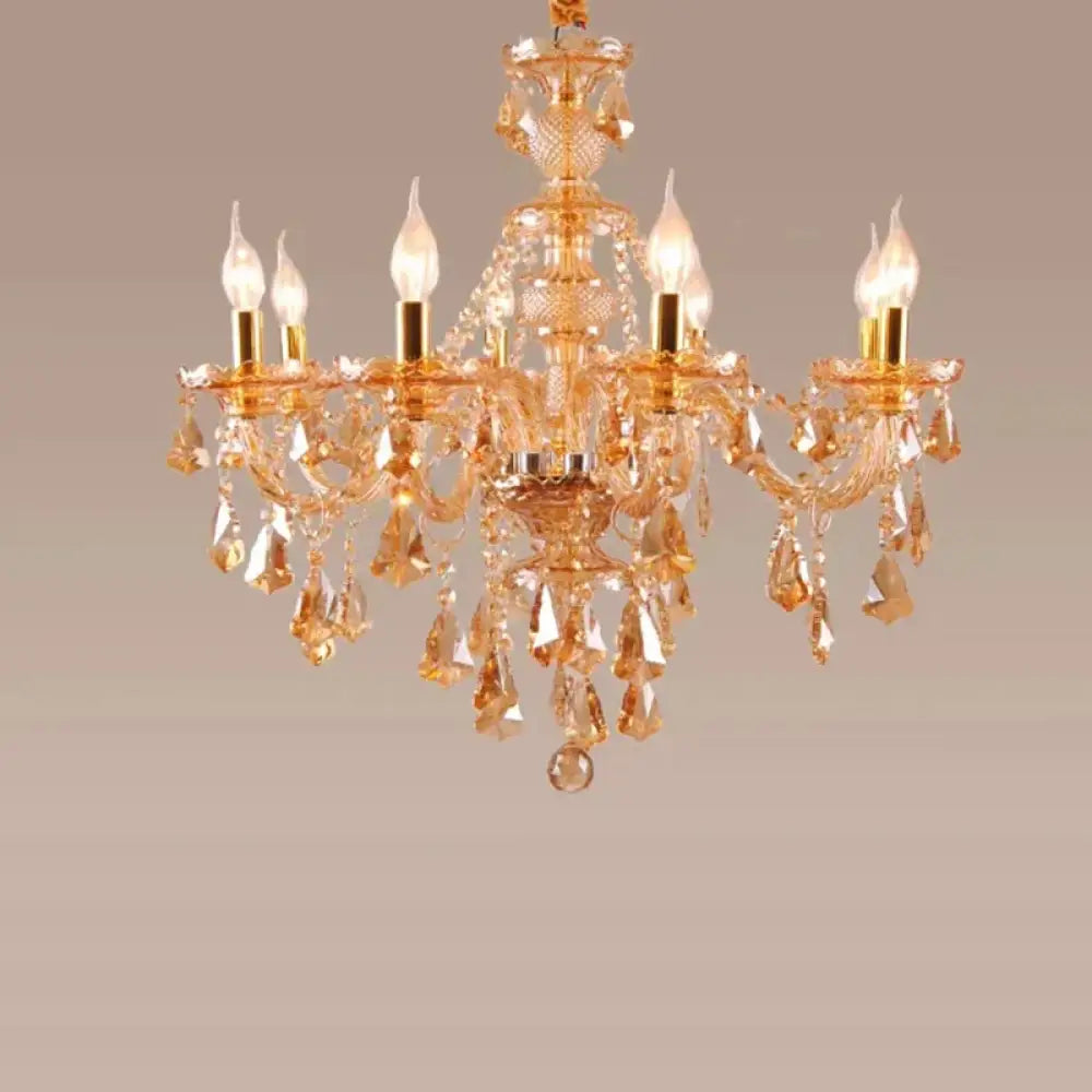 VIREON Cognac Crystal European-Style Chandelier 8 arms Amber / Neutral light Chandelier