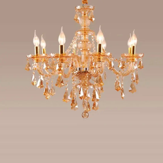 VIREON Cognac Crystal European-Style Chandelier 8 arms Amber / Neutral light Chandelier