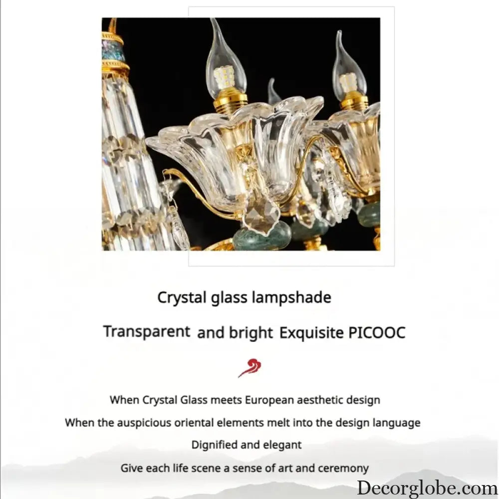 Vivienne French Copper Crystal Candle Chandelier Duplex Stair Pendant Light Chandelier