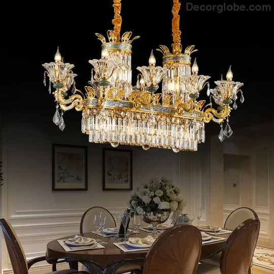 Vivienne French Copper Crystal Candle Chandelier Duplex Stair Pendant Light Chandelier