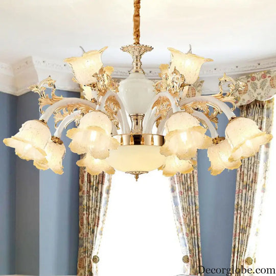 Minimal Frosted Glass Flower Ceiling Lamp - White Dining Room Chandelier