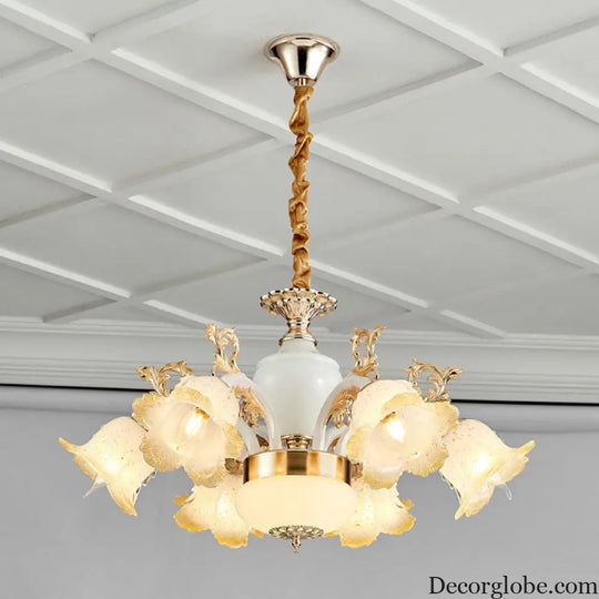 Minimal Frosted Glass Flower Ceiling Lamp - White Dining Room Chandelier