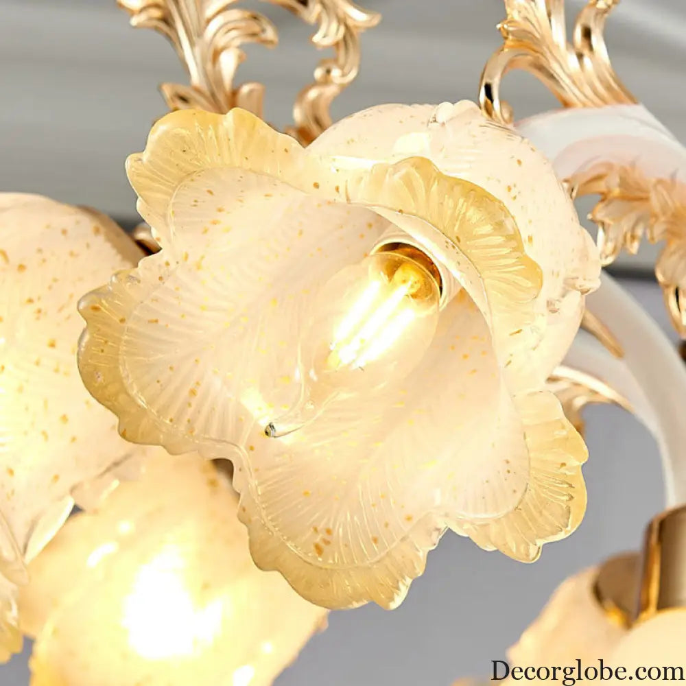 Minimal Frosted Glass Flower Ceiling Lamp - White Dining Room Chandelier