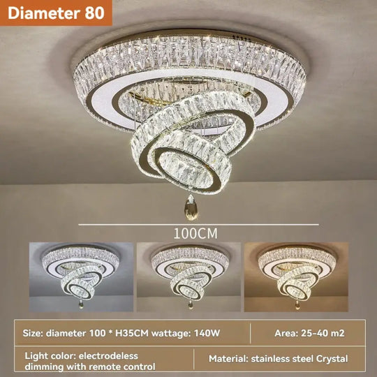 Modern Light Luxury Ceiling Led Crystal Ceiling Light Home Decoration Living Room Hall Bedroom Dining Room Kitchen