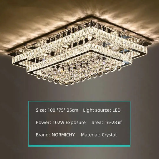 Modern Luxury Crystal LED Chandelier For Living Room Bedroom Dining Room Kitchen Ceiling Lamp Silver Chrome Remote