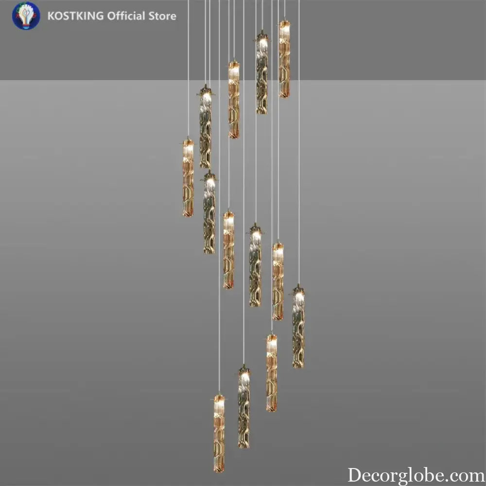 Art Design Spiral Staircase Crystal Chandelier LuxuriousHigh-CeilingDuplex Floor-To-Ceiling Living Room Crystal Large