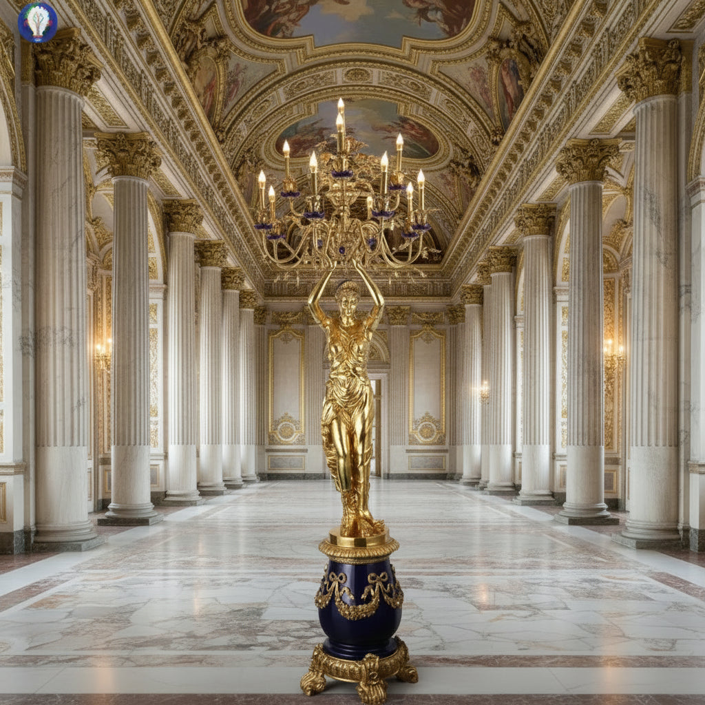 260cm sexy girl standing lamp French Villa Hall copper floor lamps luminaria foyer hotel project vintage floor lamps