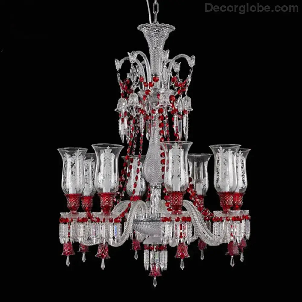 ZELORA Red Crystal European-Style Duplex Statement Chandelier chandelier