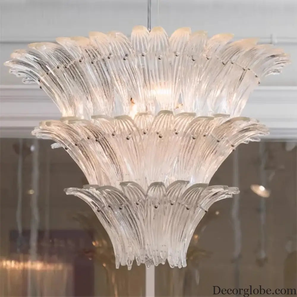 Odette French Vintage Murano Glass LED Chandelier for Living Room & Staircase Chandelier