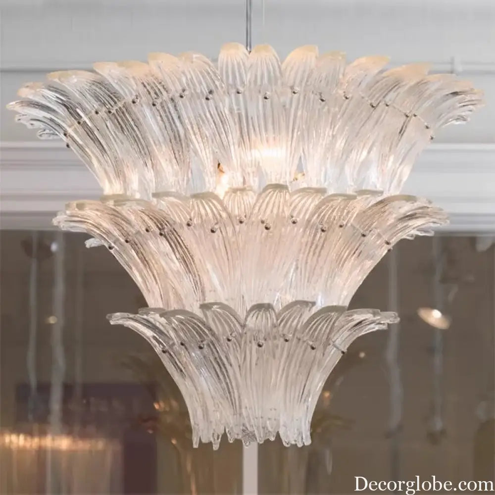 Odette French Vintage Murano Glass LED Chandelier for Living Room & Staircase Chandelier